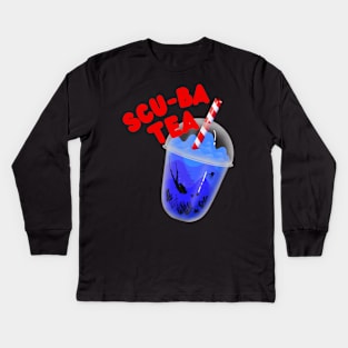 Scuba Boba Bubble Tea Kids Long Sleeve T-Shirt